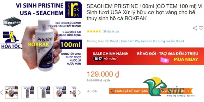 Vi sinh Seachem Pristine giúp xử lý chất thải cho hồ cá